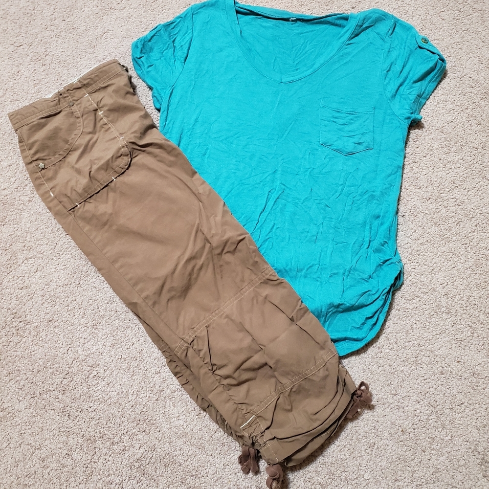 greendog Chocolate Khaki Cargo Capri Pants